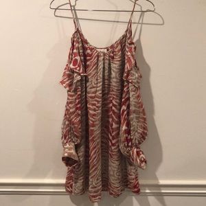 Parker Red Animal Print Cold Shoulder Dress